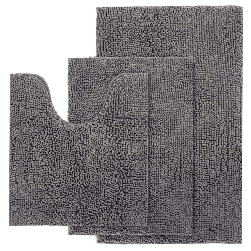 Eider & Ivory™ Lleyton 3PCs Chenille Plush Bathroom Rug Set & Reviews Wayfair